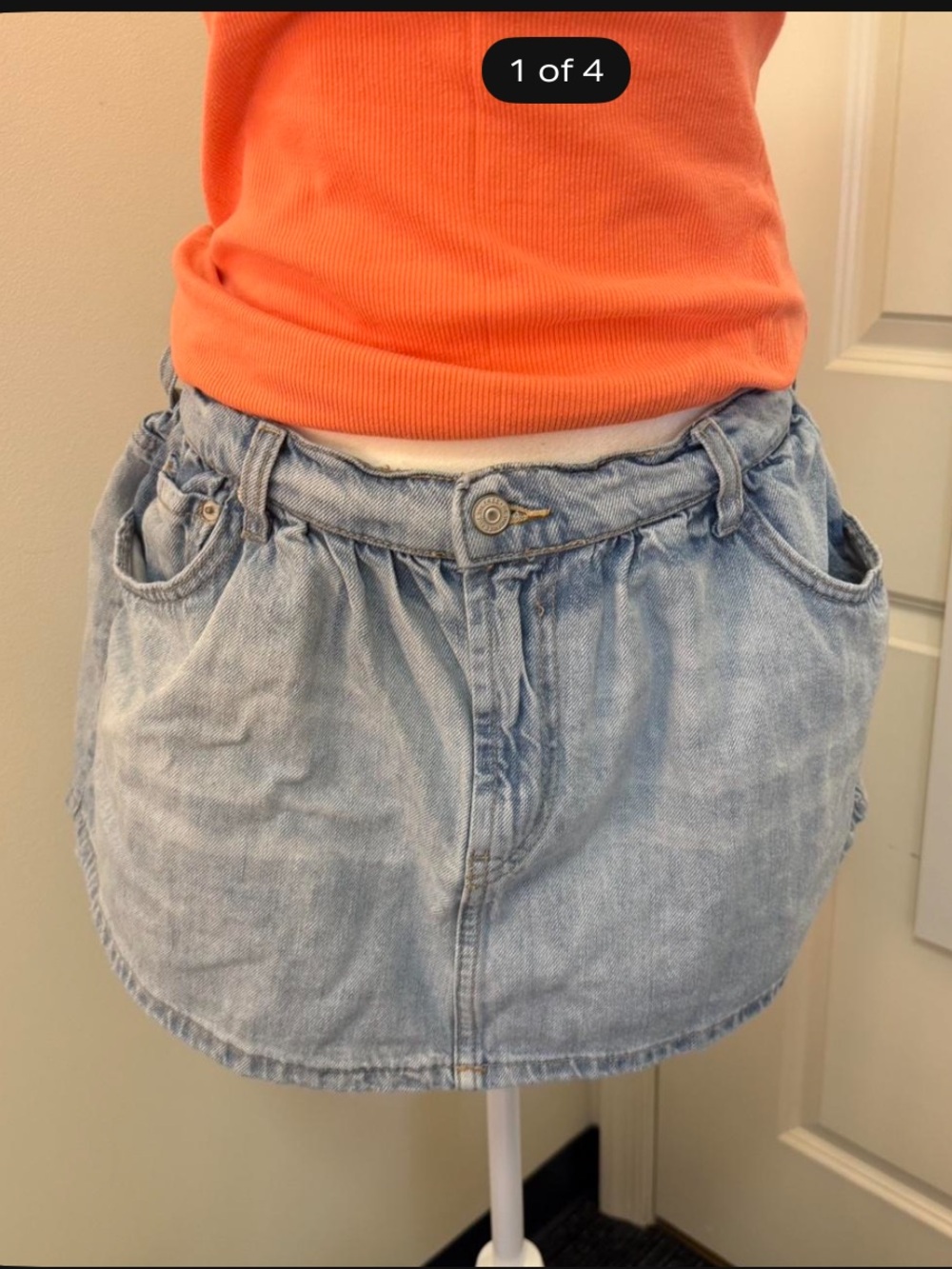 We The Free Light Blue Denim Mini Skort